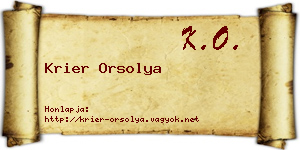 Krier Orsolya névjegykártya